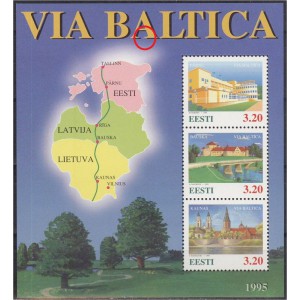 Eesti 1995, Via Baltica, plokk (erim - punane kriips) **